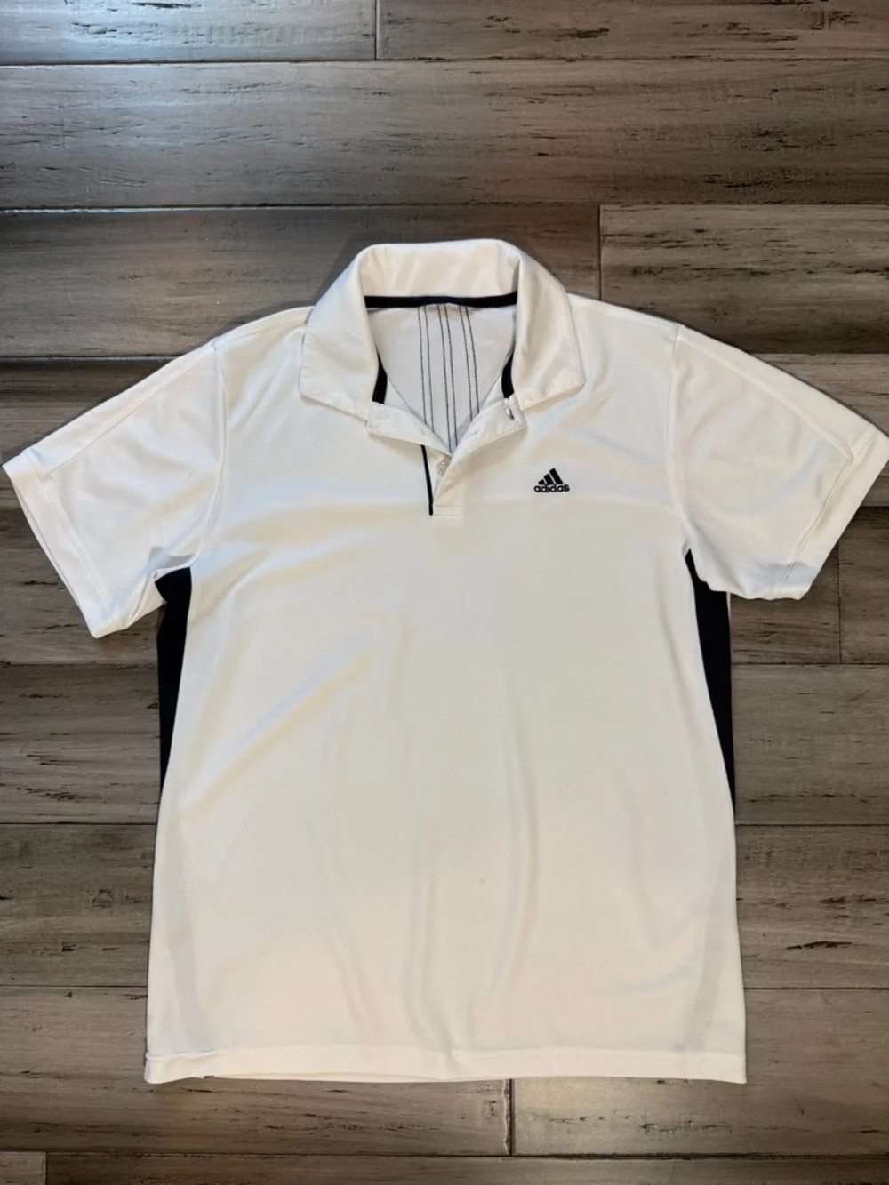adidas White Polo with Black Side Panels